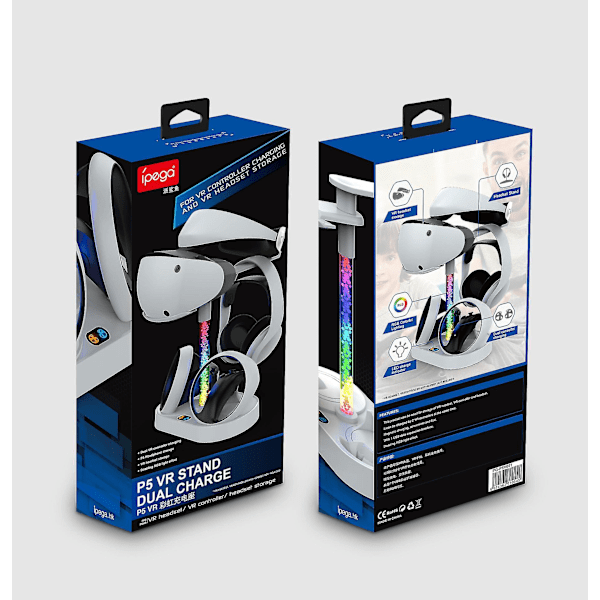 Magnetisk Regnbue Opladningsstation Kompatibel Med Ps Vr2 Controller, Med Ps5 Headset Stativ & Rgb Lys, Ps Vr2 Tilbehør