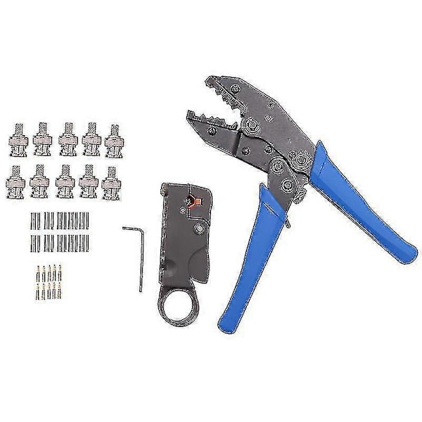 1 set koaxial RF/BNC-pressverktyg för RG58 / RG59 / RG6 med 10 st BNC-kontaktpressset