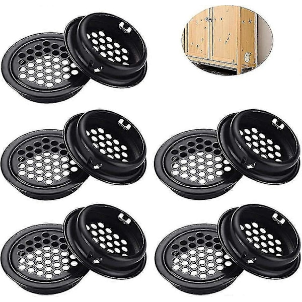 10 stk. Runde Ventilationsgitter, Runde Ventilationsgitter i Rustfrit Stål, Ventilationsapplikationer. Indendørs og Udendørs Ventilationsdæksel