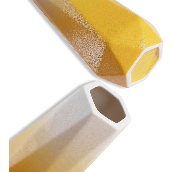 Geometrisk Keramikvas för Hemmakontorsdekoration, 20 cm, Frostad Gul Gradient