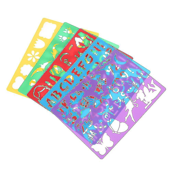 20pcs Kids Diy Drawing Stencils Hollow Board Set Kids Plastic Painting Template