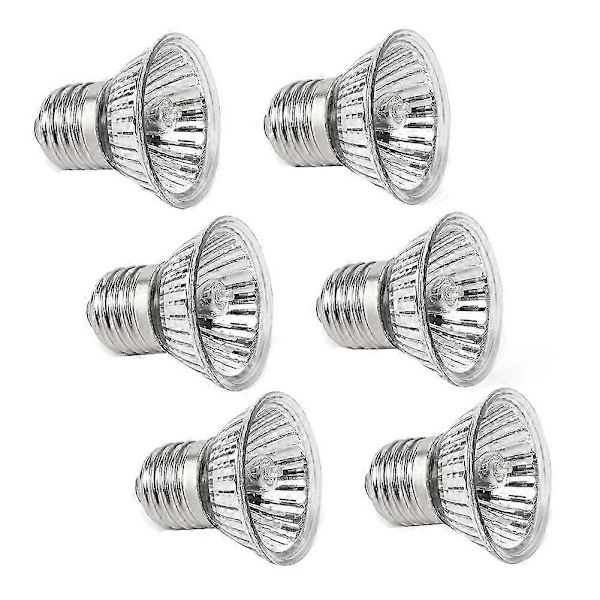 6 Pak Varmepærer 50W UVA UVB Lamper Kompatibel med Krybdyr, Skildpadder, Slanger