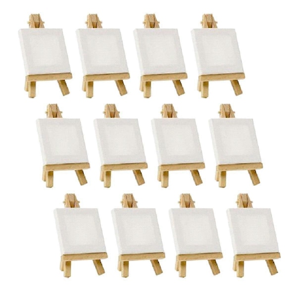 12 kpl Taiteilijan Mini Maalausteline + 3 tuuman x 3 tuuman Mini Canvas Set Maalaus Lasten Käsityö DIY Piirustus Pieni Pöytä