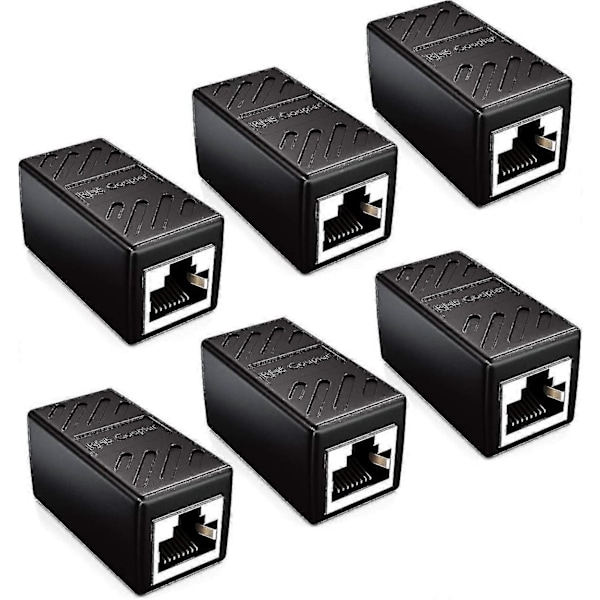 6x Cat6 Silta-päätteen Verkkokaapeli Patch-kaapeli Ethernet-kaapeli Suojattu Modulaarinen Adapteri 2x Naisliitäntä Rj45 Dsl Lan - Musta