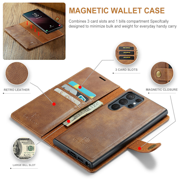 Galaxy S23 FE 2-i-1 Magnetiskt Fodral/Skal Grå