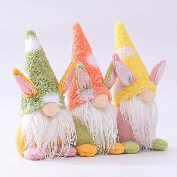 Nisse dukke ornament (3 stk.) Gul + Grøn + Pink