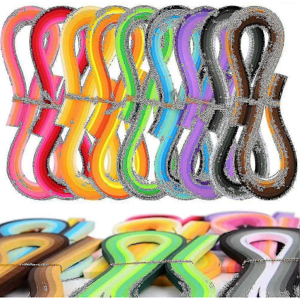 9 Färger 900 Remsor Quillingpappersats, Quillingpappersats Konstband För Diy Hantverk Julgåvor. 5 Mm Bredd Och 39 Cm Längd.