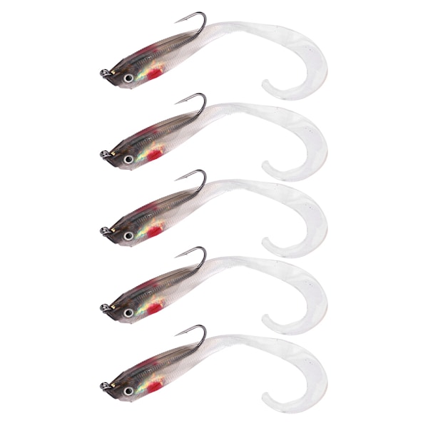 5PCS Fish Lures Artificial Fake Bait Soft Lures Seabass Fishing Tackle with Hook SO050-5