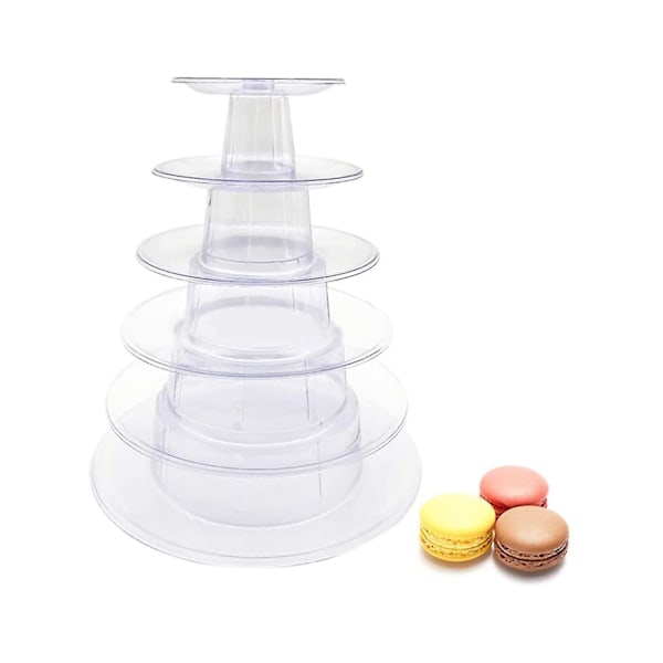 6-vånings Rund Plast Macaron Tornställ Macaronshållare Macaron Kaktorn Displayställ För Dessertvisning
