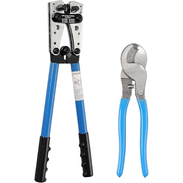 Set of Crimping Pliers, Adjustable Crimping Pliers AWG 10-0 Wire Terminal Crimping Tool 6-50 mm Multifunctional Cable Cutters with Non-Slip Grips for