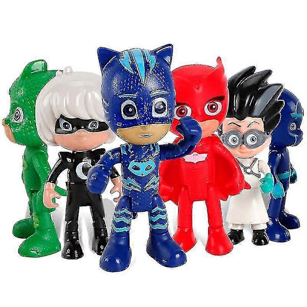 6-Delars Set Pyjamashjältarna Kattpojken Kappa Actionfigur Leksak Present Barn