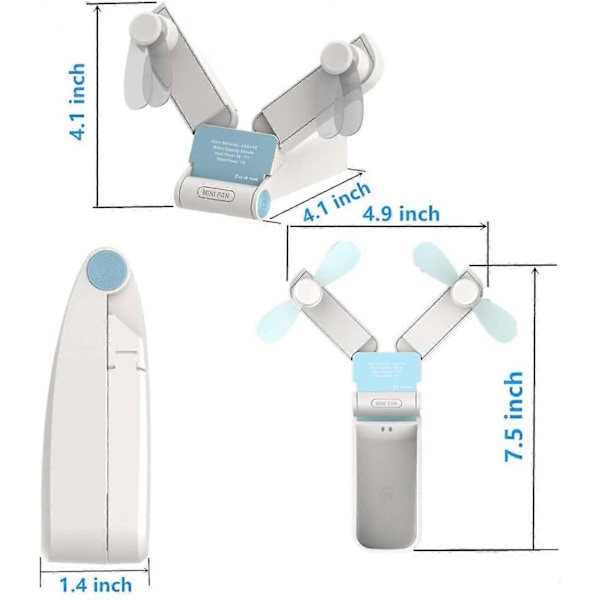 Mini Fan Håndholdt USB Fan - Lomme Fan Rejse Fan Hånd Fan Personlig Fan Mini Håndholdt Fan Batteridrevet Genopladelig Bærbar Letvægts