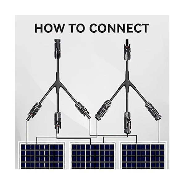 Y-gren Solar-kontakter Solcellepanel Parallell Adapter 1 Par Splitter Solkabel Wire Plug Verktøy K