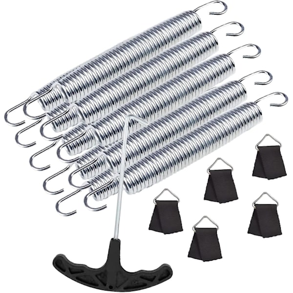 10 stk. Trampolin Fjeder 5,5\" / 6,5\" / 7\" Højstyrke Galvaniseret Stål Udskiftningsfjedre Trampolin Dele 5 stk. Trekant Ring Spænde 1 stk. T-Krog