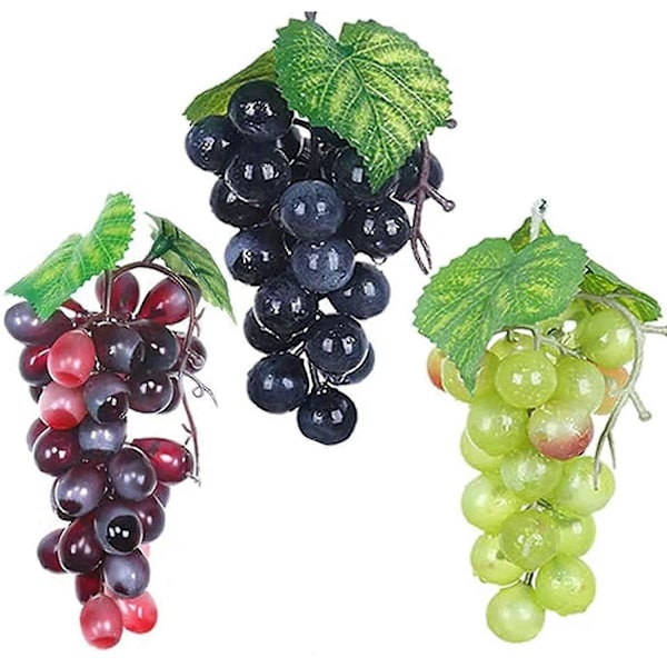 3 stk. Kunstige Druer Dekorative Kunstige Frugter Kunstig Frugt Dekorative Kunstige Plastikfrugter Hjemmefest Dekorationer Falske Frugter Bord Ce