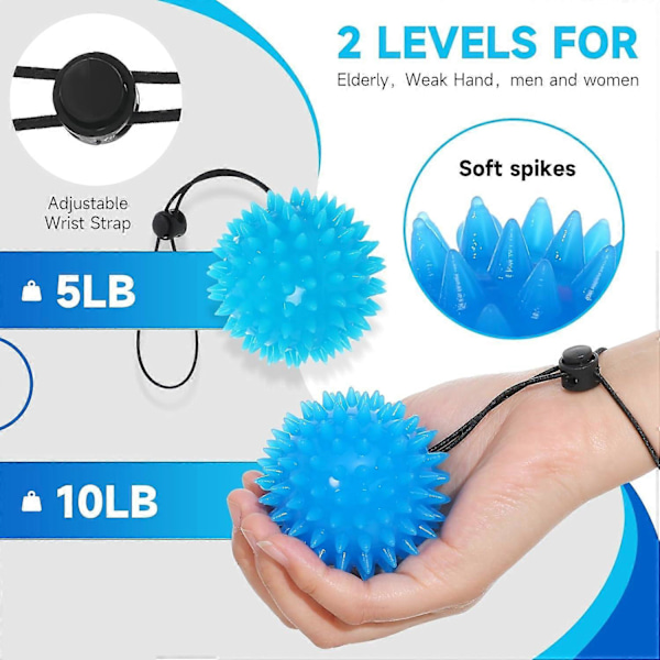 Hand Grip Exerciser Balls - 2 st Handbollar för Träning och Fysioterapi - Justerbar Handledsrem Stressboll Lindra Handleds- & Tumsmärta för