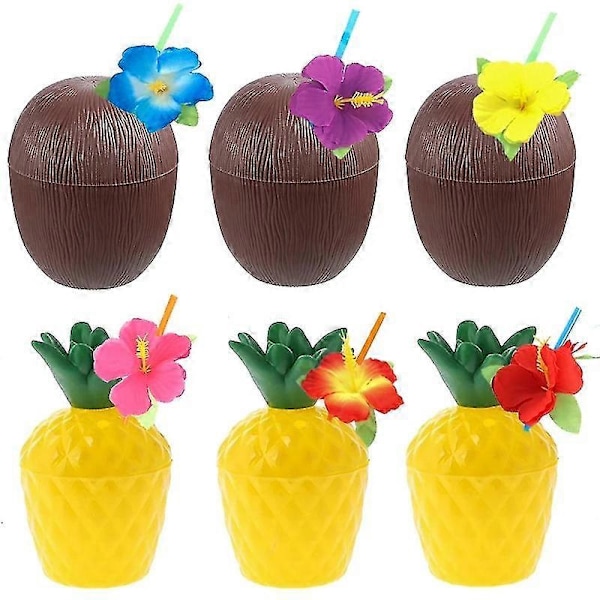 12 kpl Havaijilaisia ​​kookospähkinäkupeja Luau-juhliin Kesärantajuhliin Syntymäpäiväjuhliin Havaijilaisiin juhliin Trooppinen
