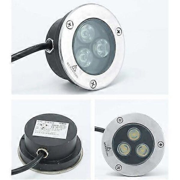Ohut upotettu LED-allasvalo puutarhaan ja terassille 3W Ulkovalo LED-valo IP68 Vedenkestävä Ulkoalueen nurmikon lampun valaistus (Väri: Valkoinen)