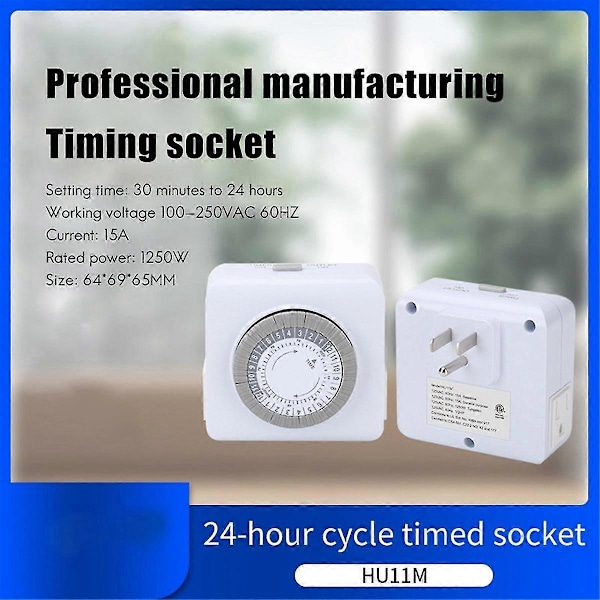 HU11M Timing Socket Intelligent Mekanisk Tidsuro 24 Timer Cyklus Timer