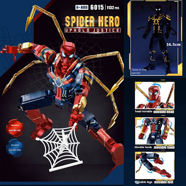 Samleobjekter av Spiderman byggeklosser, sett, gaveideer for voksne og tenåringer Spider