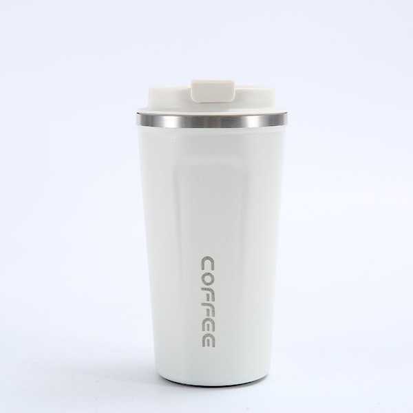 350 ml/500 ml isolerad resekopp i rostfritt stål, läckagesäker ångisolering, perfekt för kaffe och te White 380ml
