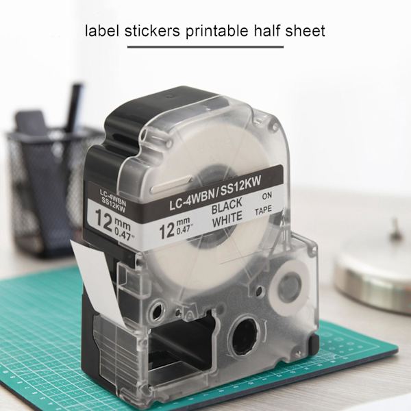 5 Pakke Udskiftningsbånd LK-4WBN LC-4WBN9(SS12KW) til Epson LabelWorks LW300 LW400 LW500 LW700 Sort på Hvid 1/2 Tomme X 26,2 Fod (12mm x 8M)