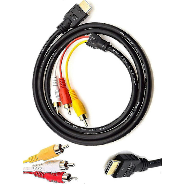 HDMI till RCA TV-kabel HDMI hane till 3 RCA hane AV-kabel Video Audio Komponentkonverterare Adapter 1080p Kabel för HDTV Svart 5ft/1.5m