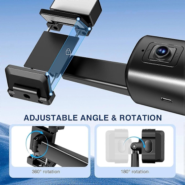 Automatisk ansigts-tracking stativ, 360 graders rotation automatisk tracking mobiltelefonholder, mobiltelefonkamera holder med fjernbetjening og gestusstyring