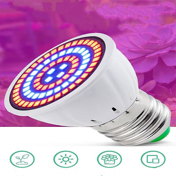 Horticultural Belysning 2 stk LED Plantelys Plantevækstlampe E27 Fuld Spektrum Lampe 48 LED'er Sukkulente Koplampe Fyldlys