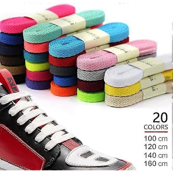 1 Par Fargede Flat Skolisser Sko Lisser Strenger for Sportsko Støvler Sneakers Skøyter