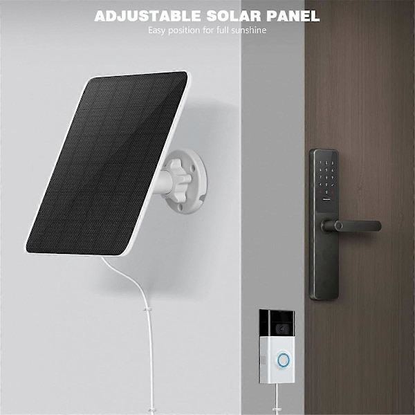 Solpanel til Ring Dørklokke, 5W Solpanel til Ring Videodørklokke 2, Videodørklokke 3, Videodørklokke