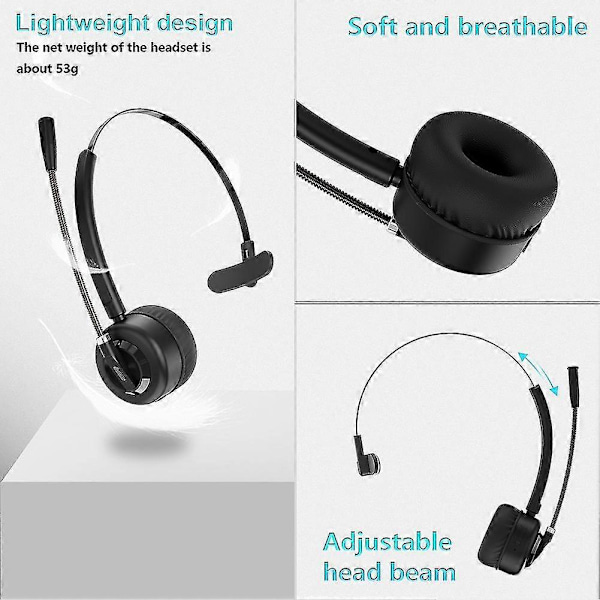 Bluetooth-hodetelefoner med mikrofon for kundesenter A8 Trådløse hodetelefoner Støydempende hodesett for PC-datamaskiner Telefoner
