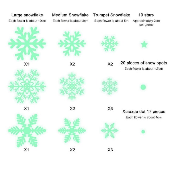 Julsnöflinga Dekal i Mörkret, Självhäftande PVC Väggdekaler, Lysande Dekaler för Vägg, Dörr, Fönster, Tak