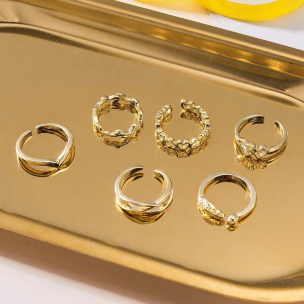 12-Pack Ringe Ringe Justerbar Størrelse - Guld Guld gold