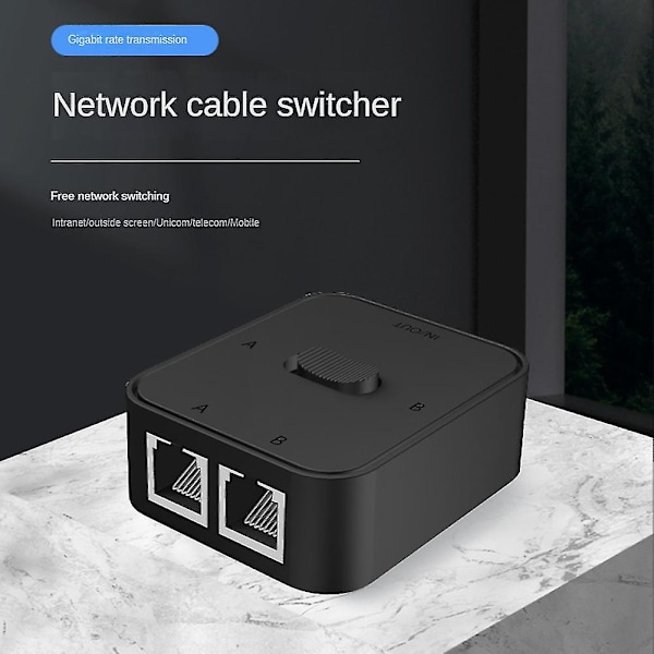 2-ports Gigabit nettverksbryter RJ45 bryter nettverksdeler kabelforlenger velger gratis 2-veis adapter