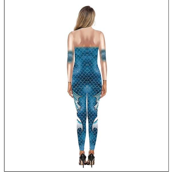 Naisten seksikkäät pitkähihaiset housut 3d Print Bodycon Workout -haalari A2 L