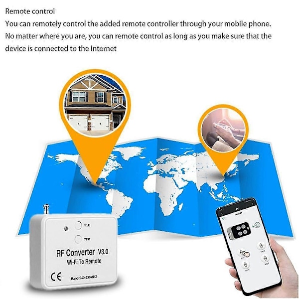 Wifi Fjärrkontrollkonverterare Rf Radiofrekvens Wifi Fjärrkontroll 240-930Mhz kompatibel med Gara