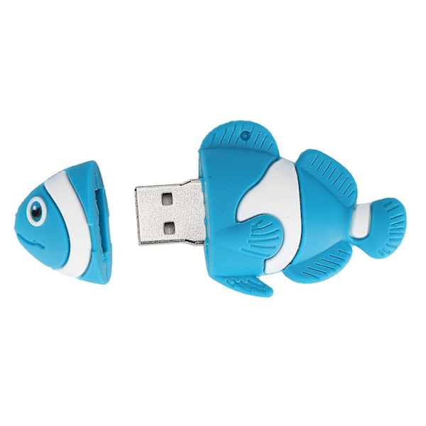 Cartoon U-disk Blå Clownfisk Utseende Hög Hastighet Masslagring Flash Drive Minne Enhet 128GB