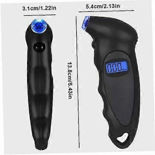 Däcktrycksmätare, Digital Däcktrycksmätare, 150 PSI 4 Parametrar, Däcktrycksmätare med Ventilhattar och Djupmätare för Bil