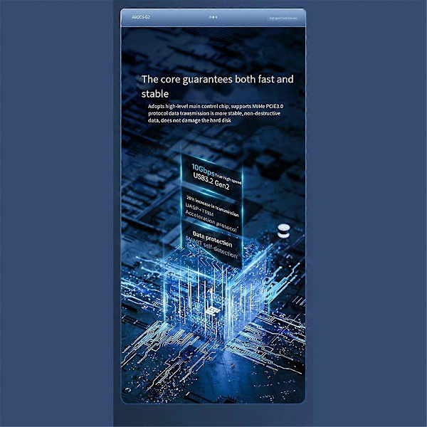 M.2 NVMe SSD-hölje, 10 Gbps aluminiumverktyg, stödjer UASP, PCIe typ C, M-nyckel Solid Sta