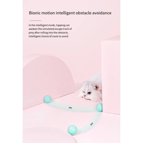 Kattelegetøj med 2 pakker - aktiverende bold/bevægende kattelegetøj Pink blå bold