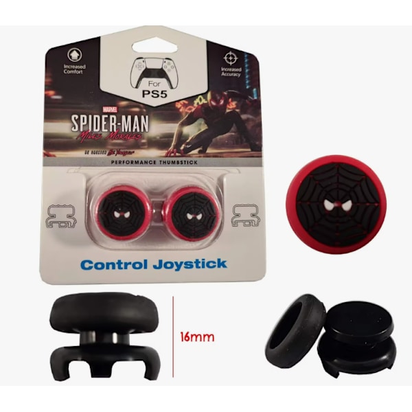 Speluppgraderingskit för Gamepads: Joystick-skydd + 16mm Höjare - Höj Ditt Spel Spider-Man