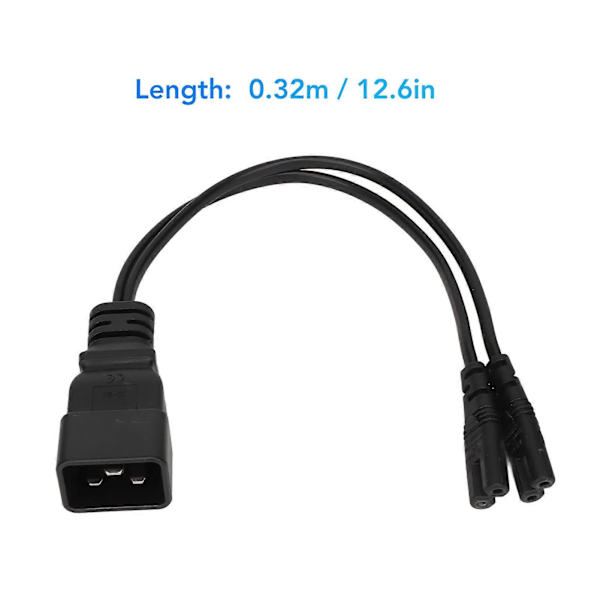 Dobbelt IEC320 C7 til C20 Kabel Universal Y Strømsdeler Kabel til Bordlampe LCD Skærm Digitalkamera 12,6 tommer