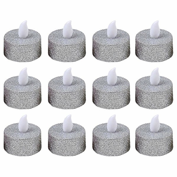 12 st Flameless LED-te ljus Batteridrivna Glitterljus Heminredning