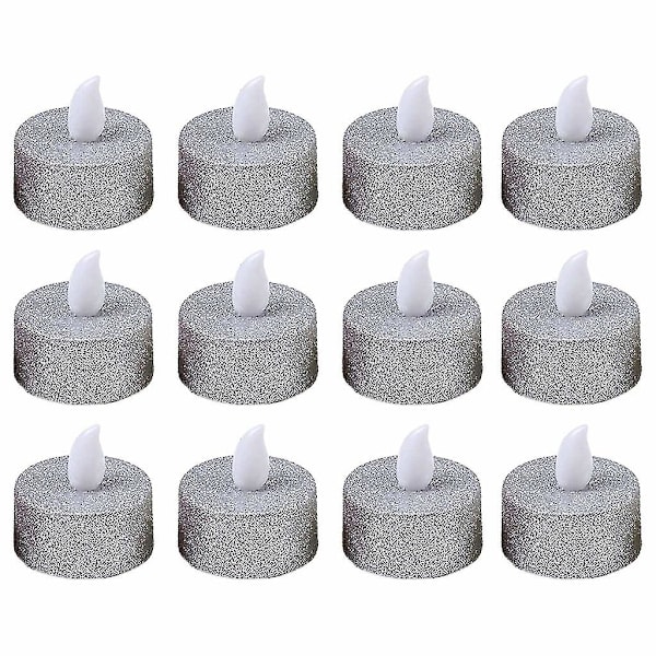 12pcs Flameless Led Tealight Candle Battery Operated Glitter Candle Home Decor