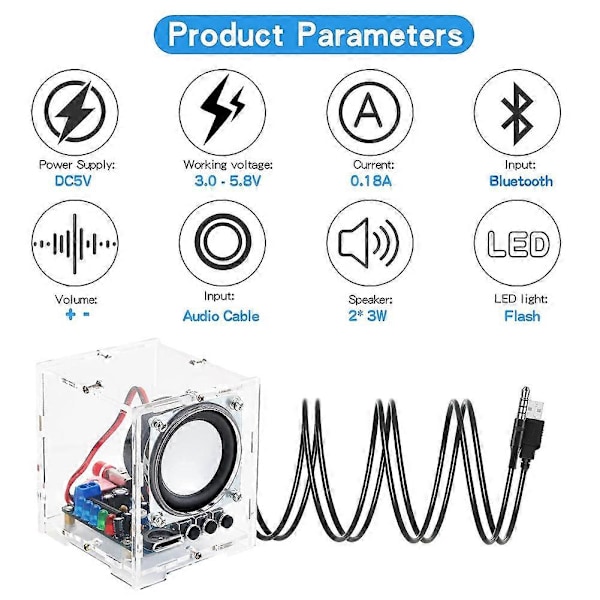 DIY Bluetooth-högtalarkit Bärbar Lödprojekt Högtalarkit Ljudbox för Vuxna Tonåringar Teac