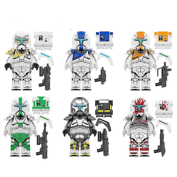 6 st Star Wars Klonkrigare Hjälm Actionfigurer Byggklossar Leksaker För Barn Presenter