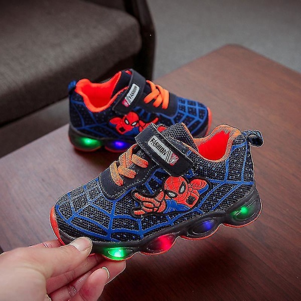 Barn Sportskor Spiderman Lighted Sneakers Barn Led Luminous Skor För Pojkar blue 31