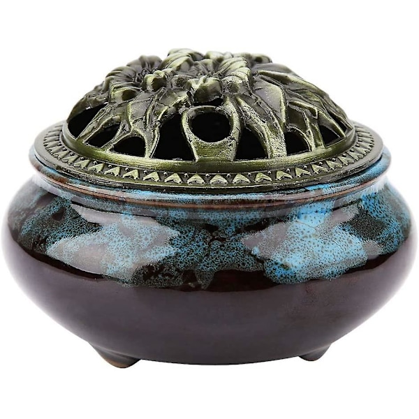 Ceramic Incense Burner Waterfall Smoke Incense Holder Smell Aroma Removal Ceramic Furnace Glaze Censer Holder Home Decoration Incense Burner (Jewerly