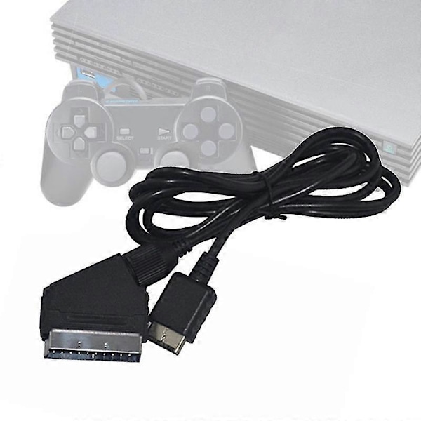 1.8m RGB Scart TV AV-kabel erstatning for tilkobling kompatibel med Sony Playstation PS2 3